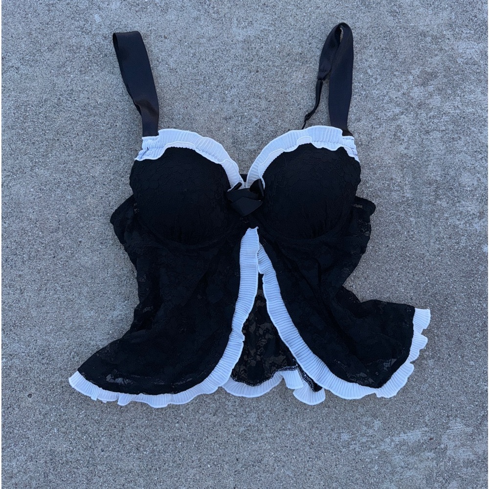 Black & white lingerie top